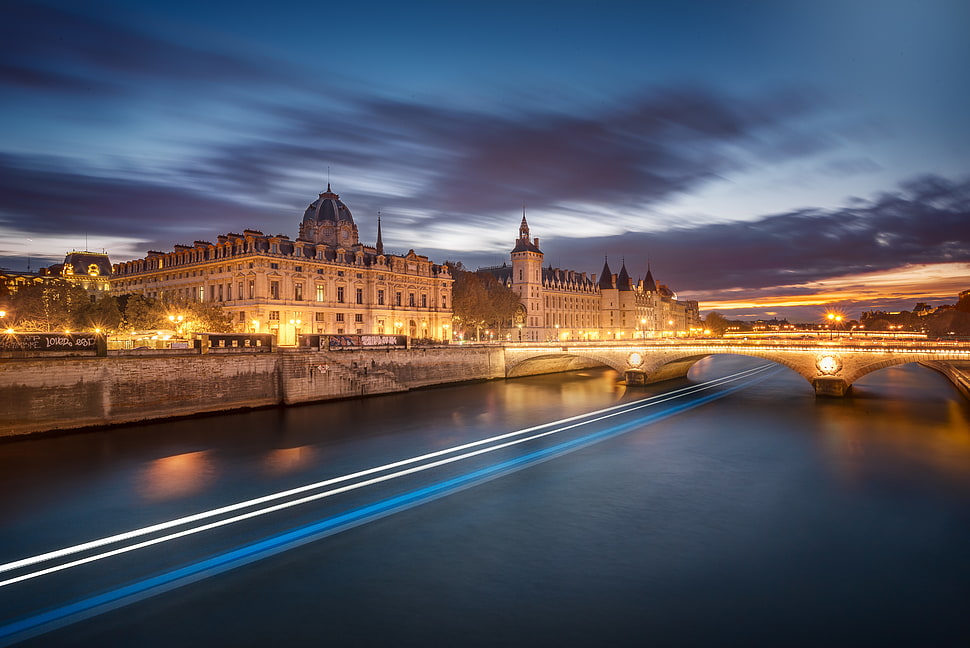 architectural photography of bridge and cathedral HD wallpaper