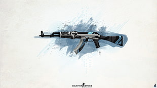 black assault rifle painting, Counter-Strike: Global Offensive, Counter-Strike, assault rifle, AKM HD wallpaper