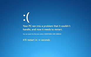 Your PC ran into a problem that it couldn't handle text