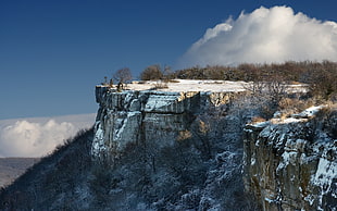 rock formation wallpaper, cliff, nature, winter, landscape
