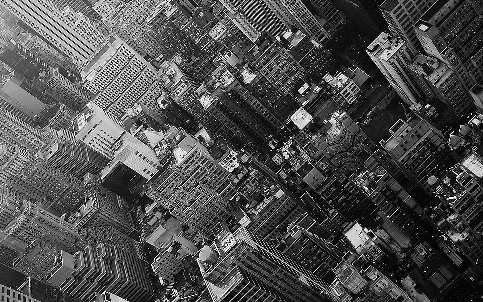 grayscale city buildings, urban, architecture, city, cityscape HD wallpaper