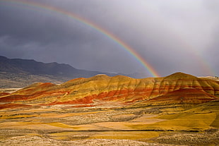 rainbows on top of mountain HD wallpaper