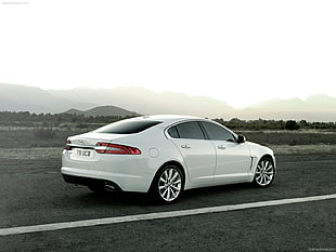 white sedan, Jaguar, sports car, car, white cars HD wallpaper