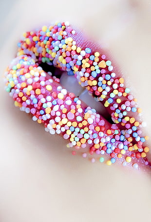 woman's candy lips HD wallpaper