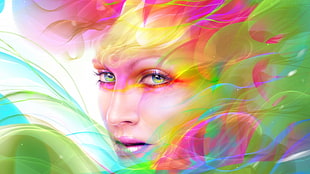 Digital art,  Face,  Girl,  Multicolored