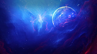 outer space wallpaper, nebula, space, blue, red
