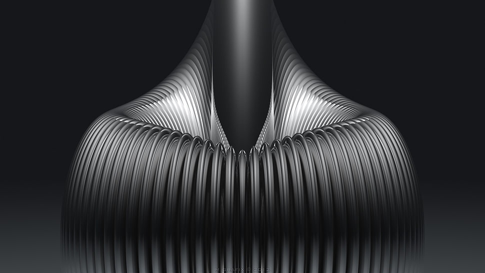 gray corrugated hose, abstract, monochrome, digital art HD wallpaper
