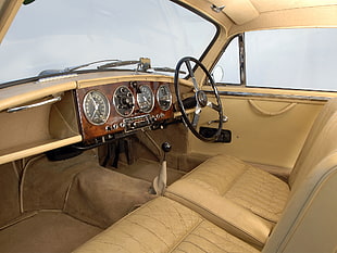 view of beige vintage car interior
