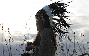 black and white headdress, Native Americans, headdress