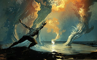 man beside body of water painting, video games, Tomasz Jedruszek