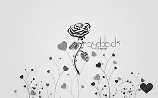 white and black floral painting, roseblack