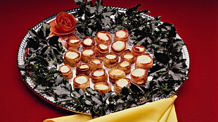 red Rose flower with cooked foods