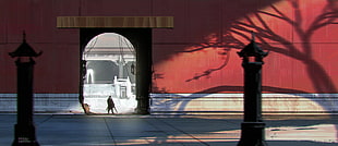 person standing beside concrete wall illustration, artwork, digital art