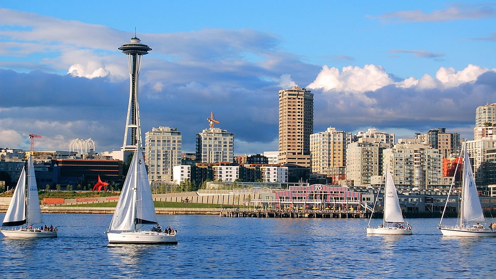 seattle washington space needle far shot photo HD wallpaper