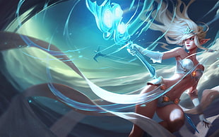 female white hair anime character digital wallpaper, League of Legends, Janna (League of Legends)
