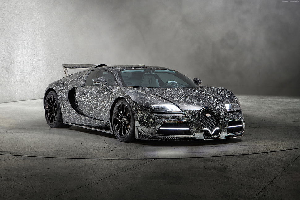 gray and black Bugatti Veyron coupe HD wallpaper