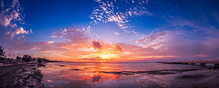 landscape photography of body of water during sunset, panoramas, beach, bridge, Florida HD wallpaper