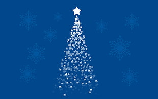 white Christmas tree digital wallpaper