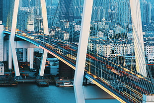 black and white concrete bridge, China, Shanghai, bridge HD wallpaper