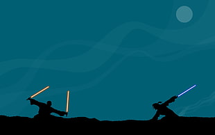silhouette of two Star Wars characters