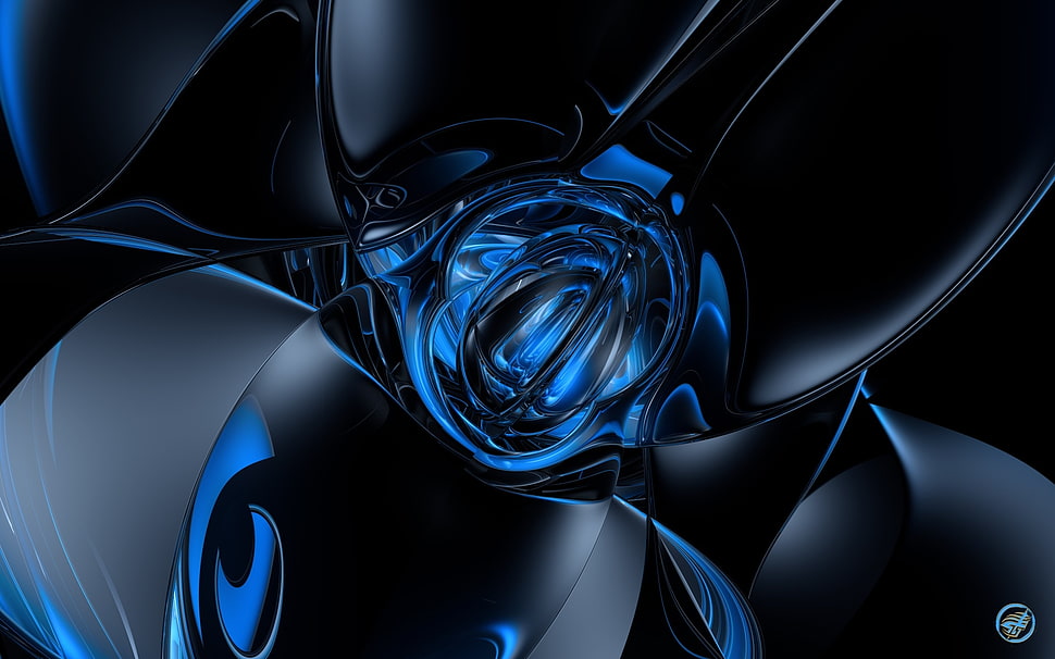 blue and black wallpaper artwork HD wallpaper