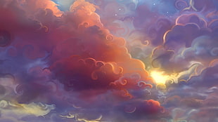 clouds illustration, sunlight, clouds