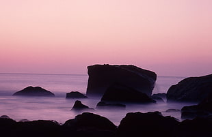 showing sea stack with mist