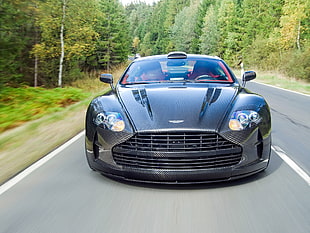 gray Aston Martin sportscar on asphalt road HD wallpaper