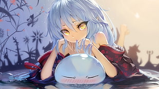 gray haired female anime illustration HD wallpaper