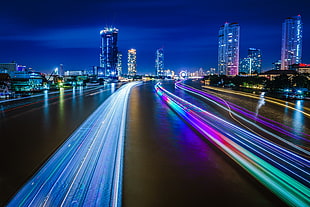 time lapse photography of city, chao phraya river