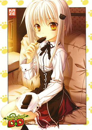 white haired female anime digital wallpaper, Highschool DxD, anime, Toujou Koneko