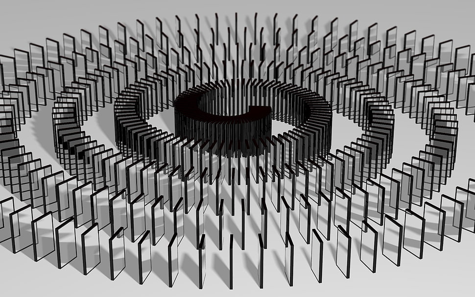 round black spiral illustration, Dominoes, transparent background, render, CGI HD wallpaper