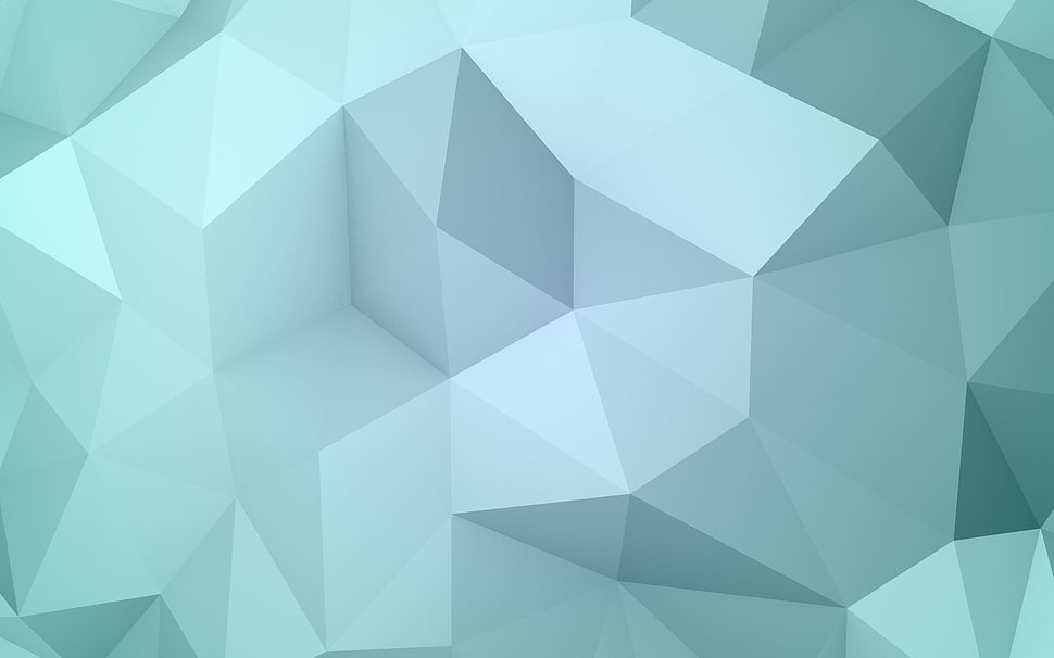 teal and black 3D digital wallpaper, low poly, poly, digital art HD wallpaper