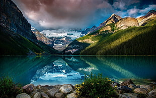 mountain range, photography, nature, landscape, lake HD wallpaper