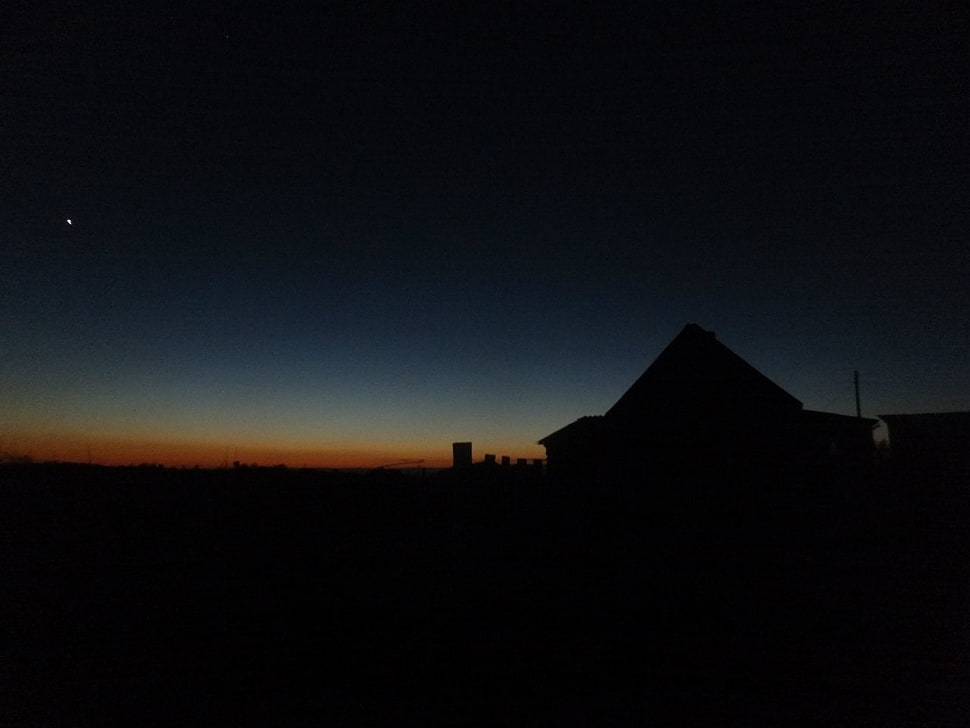 silhouette of house, night, sky HD wallpaper