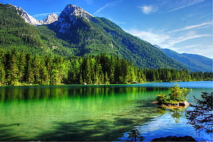 gray mountain, Mountains, Lake, Pacification HD wallpaper