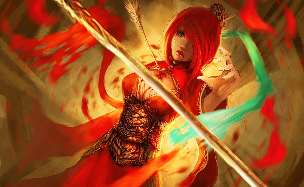 red haired female anime character illustration, fantasy art, artwork HD wallpaper