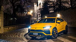 yellow Porsche SUV, Lamborghini Urus, Luxury SUV, 4K
