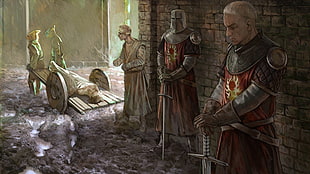 man wearing armor suit painting, The Witcher