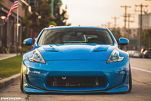 blue vehicle, Nissan, Stance