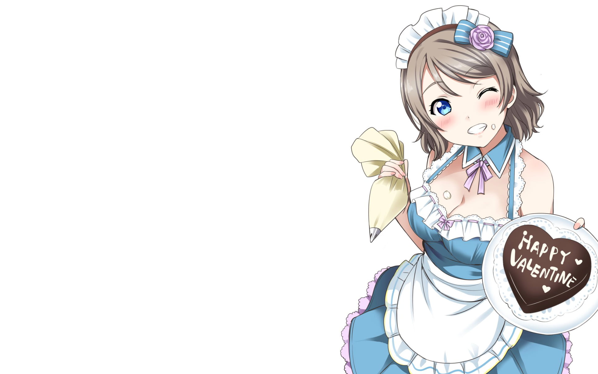 Female holding chocolate heart cake anime illustration, Love Live!  Sunshine, Watanabe You, anime, white background HD wallpaper | Wallpaper  Flare