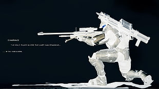 white and gray robot illustration, Halo, Master Chief, sniper rifle, Spartans