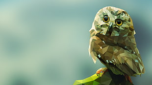 brown mosaic owl painting