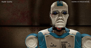 blue and gray Eden Corp Automo robot HD wallpaper