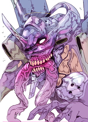 purple monster drawing, Neon Genesis Evangelion, EVA Unit 01