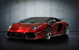 red Lamborghini Aventador coupe, car