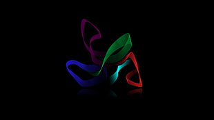 pink, blue, and green ribbon logo, minimalism, abstract, digital art, geometry