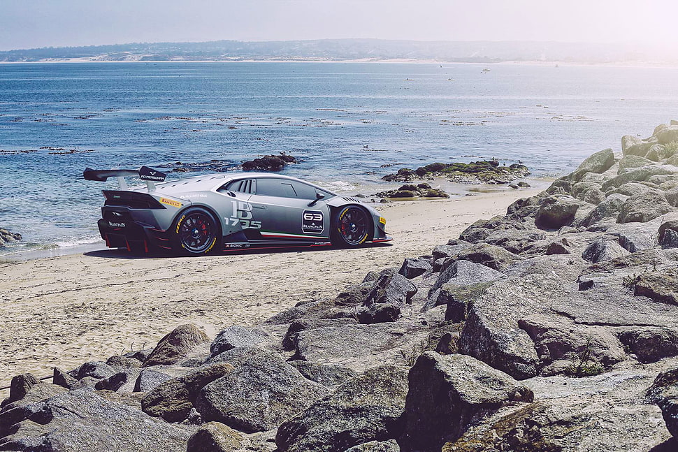 gray sports coupe, car, Lamborghini HD wallpaper