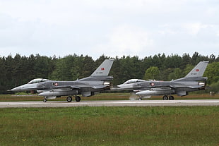 two grey fighter aircrafts, Turkish Air Force, General Dynamics F-16 Fighting Falcon, military aircraft, aircraft
