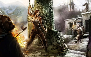 woman carrying arrow and bow game poster